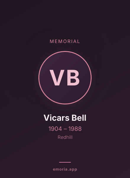 Memorial portrait of Vicars Bell