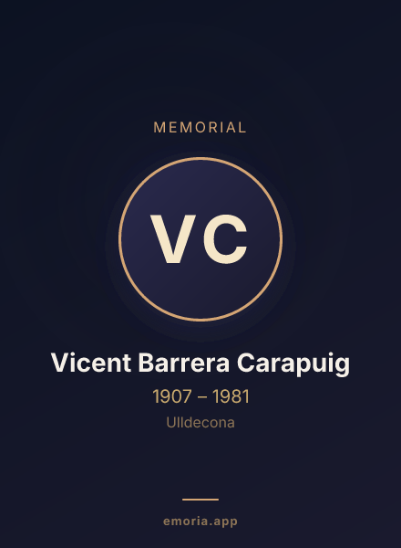 Memorial portrait of Vicent Barrera Carapuig