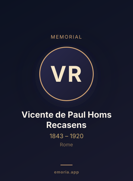 Memorial portrait of Vicente de Paul Homs Recasens