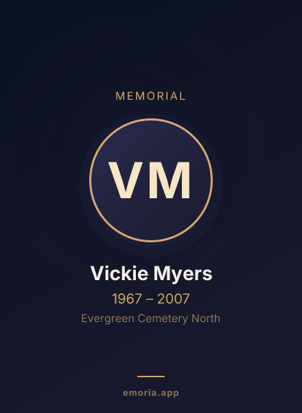 Memorial portrait of Vickie Myers