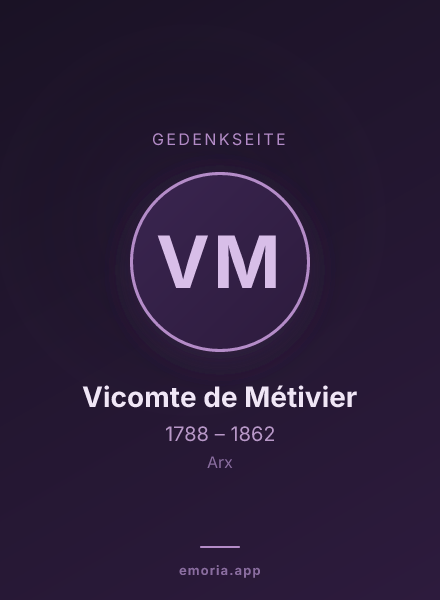 Gedenkportrait von Vicomte de Métivier