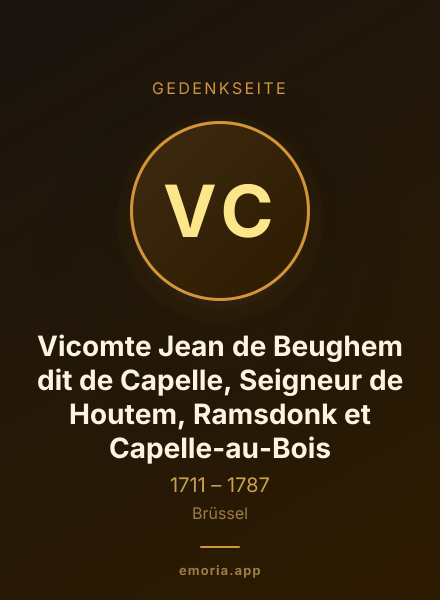 Gedenkportrait von Vicomte Jean de Beughem dit de Capelle, Seigneur de Houtem, Ramsdonk et Capelle-au-Bois