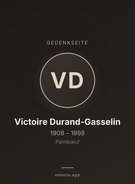Gedenkportrait von Victoire Durand-Gasselin