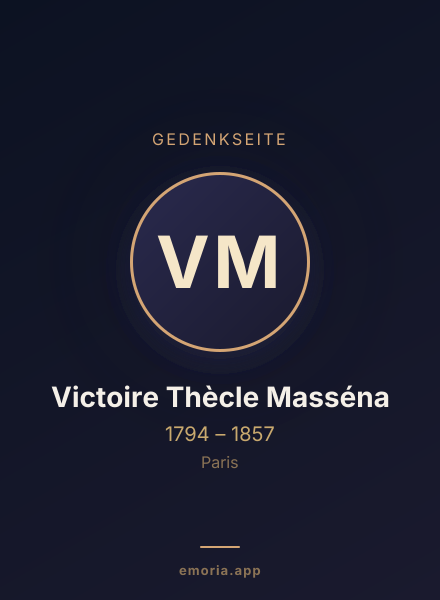 Gedenkportrait von Victoire Thècle Masséna