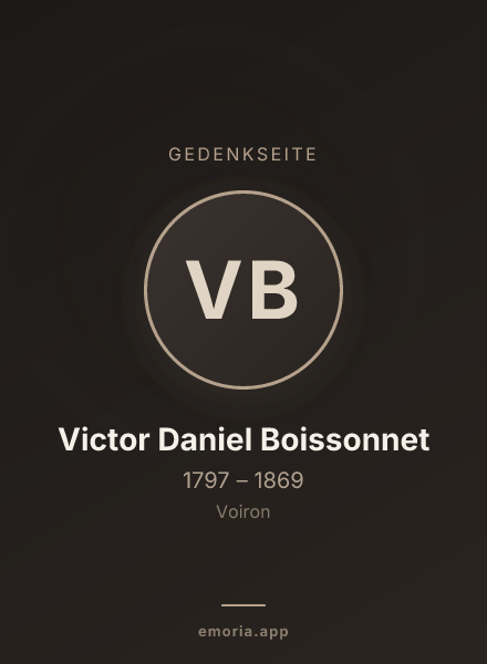 Gedenkportrait von Victor Daniel Boissonnet