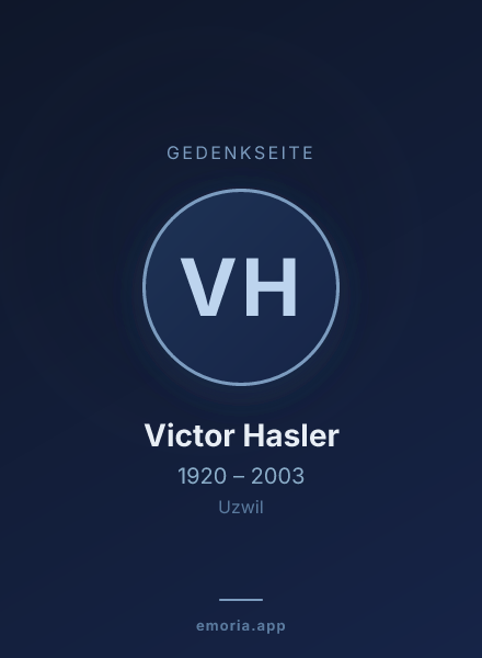 Gedenkportrait von Victor Hasler
