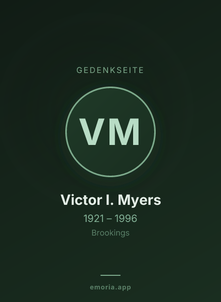 Gedenkportrait von Victor I. Myers