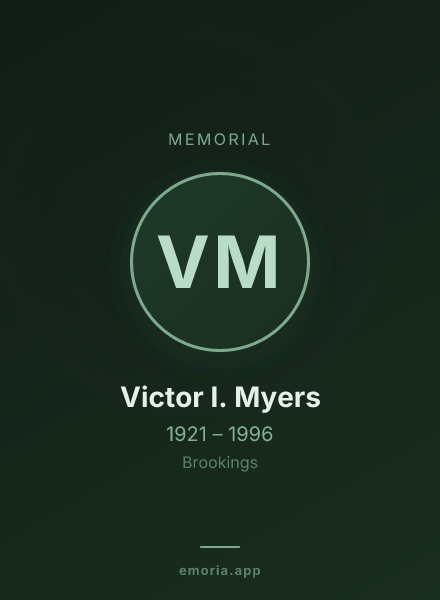 Memorial portrait of Victor I. Myers