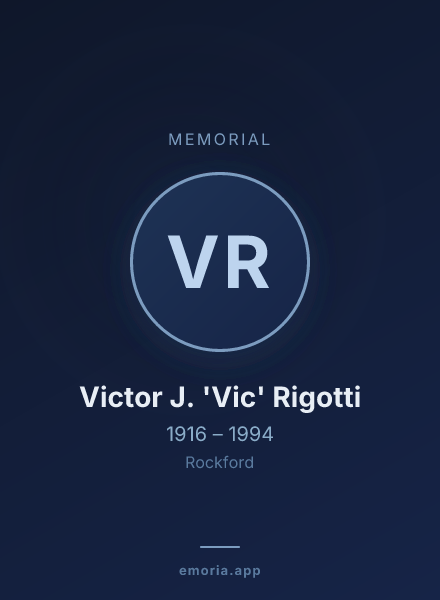 Memorial portrait of Victor J. 'Vic' Rigotti