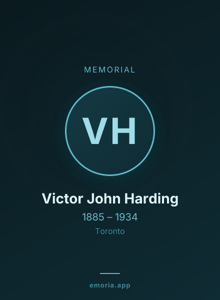 Memorial portrait of Victor John Harding