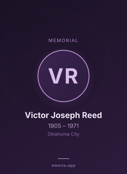 Memorial portrait of Victor Joseph Reed