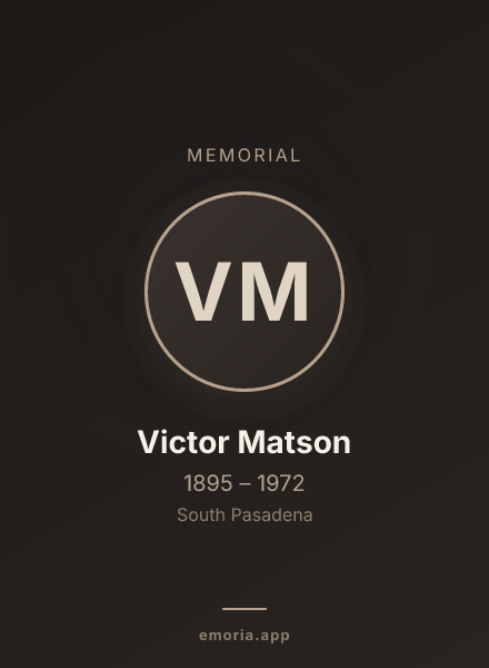 Memorial portrait of Victor Matson