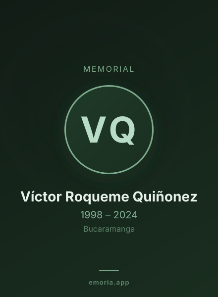 Memorial portrait of Víctor Roqueme Quiñonez