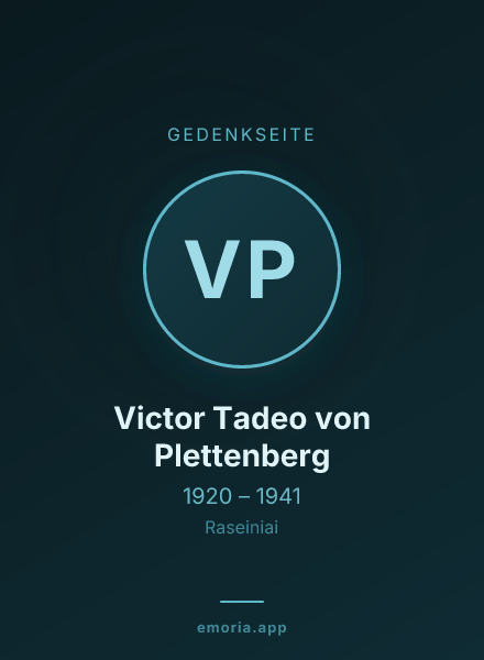 Gedenkportrait von Victor Tadeo von Plettenberg