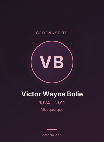 Gedenkportrait von Victor Wayne Bolie