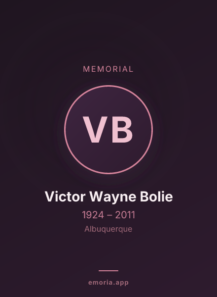 Memorial portrait of Victor Wayne Bolie