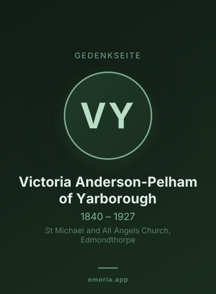 Gedenkportrait von Victoria Anderson-Pelham of Yarborough
