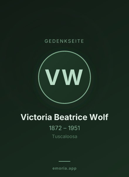 Gedenkportrait von Victoria Beatrice Wolf