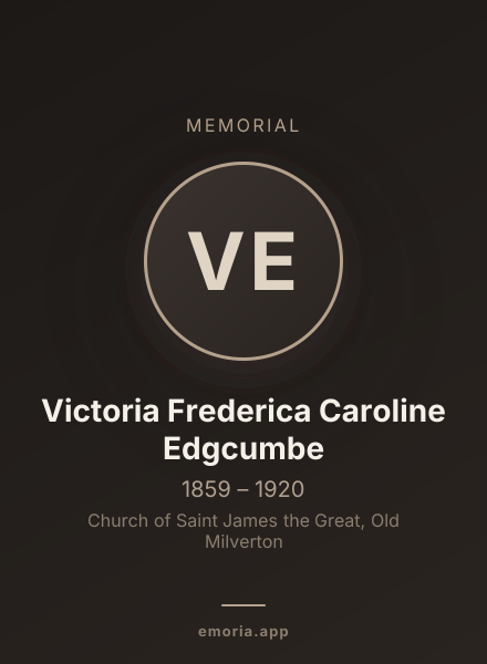 Memorial portrait of Victoria Frederica Caroline Edgcumbe