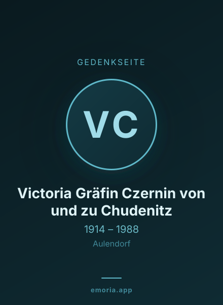 Gedenkportrait von Victoria Gräfin Czernin von und zu Chudenitz