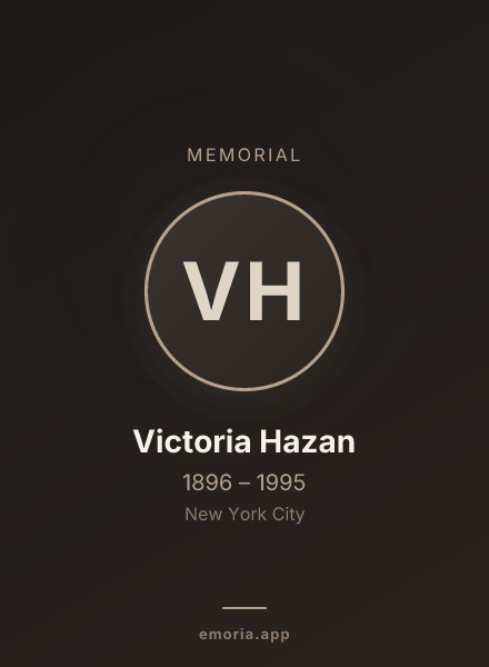 Memorial portrait of Victoria Hazan