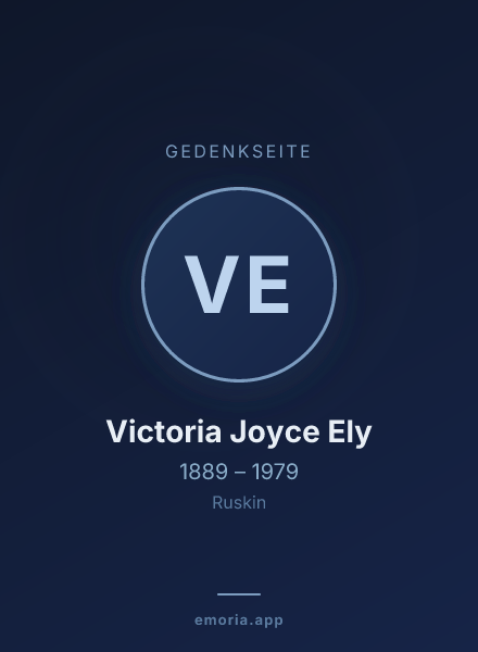 Gedenkportrait von Victoria Joyce Ely