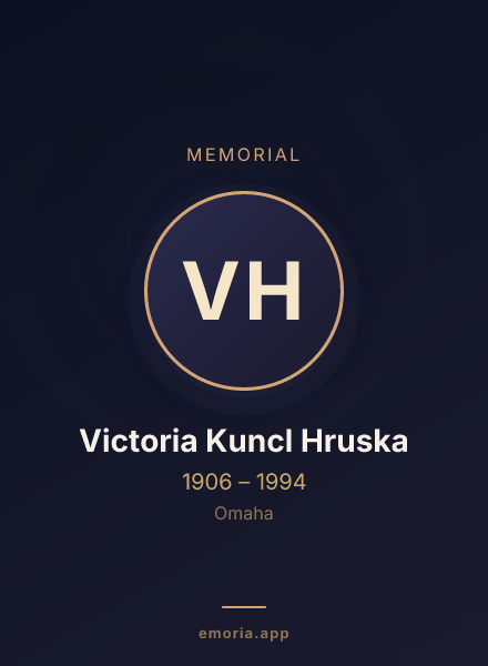 Memorial portrait of Victoria Kuncl Hruska