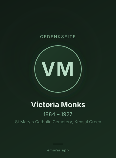 Gedenkportrait von Victoria Monks