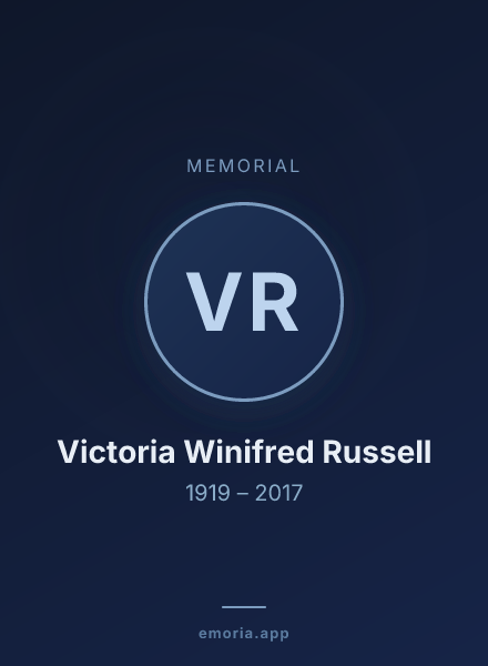 Memorial portrait of Victoria Winifred Russell