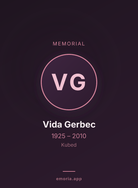 Memorial portrait of Vida Gerbec