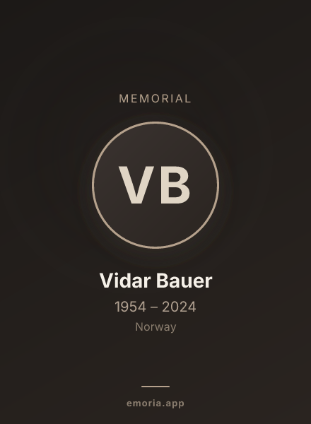 Memorial portrait of Vidar Bauer