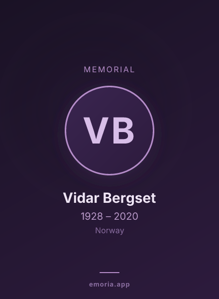 Memorial portrait of Vidar Bergset