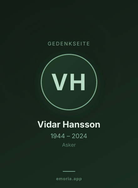 Gedenkportrait von Vidar Hansson
