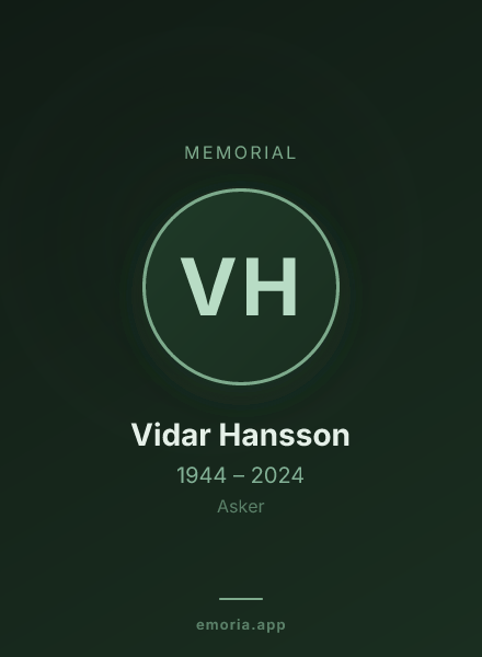 Memorial portrait of Vidar Hansson