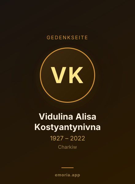 Gedenkportrait von Vidulina Alisa Kostyantynivna