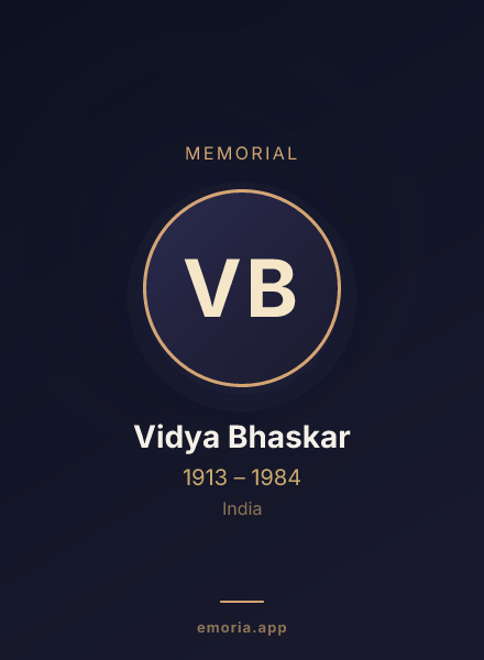 Memorial portrait of Vidya Bhaskar