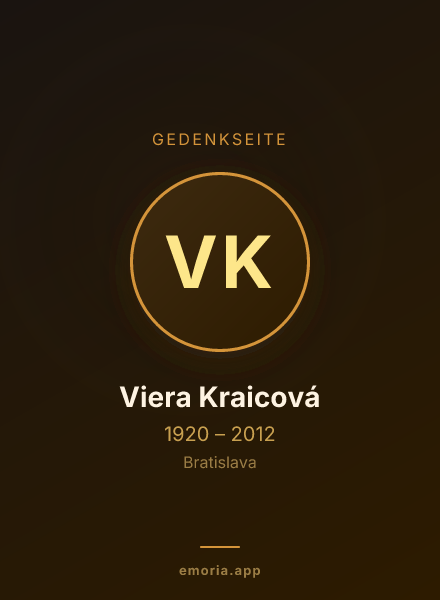 Gedenkportrait von Viera Kraicová
