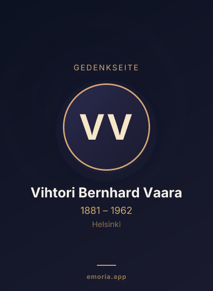Gedenkportrait von Vihtori Bernhard Vaara