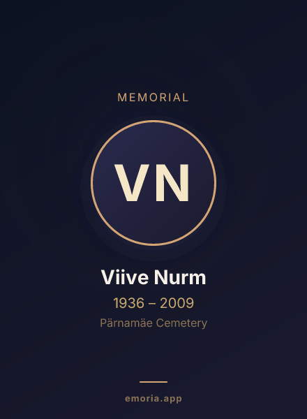 Memorial portrait of Viive Nurm
