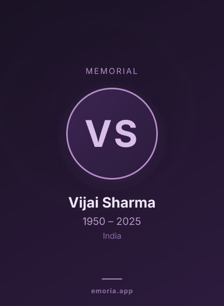 Memorial portrait of Vijai Sharma