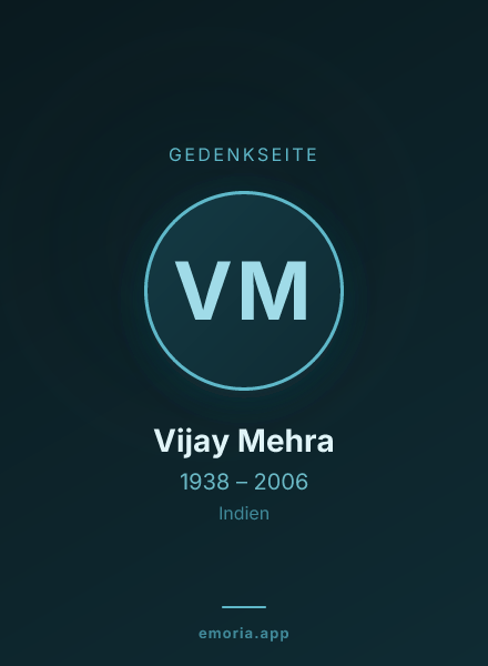 Gedenkportrait von Vijay Mehra
