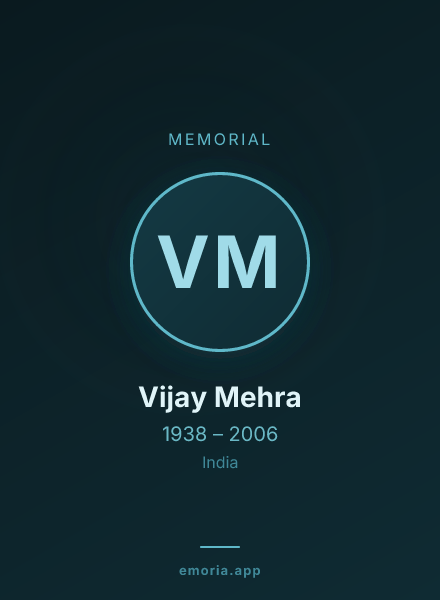 Memorial portrait of Vijay Mehra