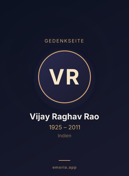 Gedenkportrait von Vijay Raghav Rao