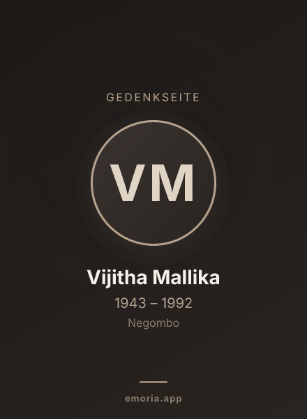 Gedenkportrait von Vijitha Mallika