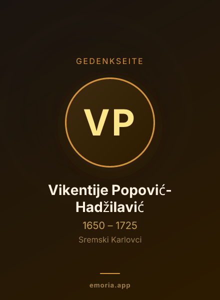Gedenkportrait von Vikentije Popović-Hadžilavić