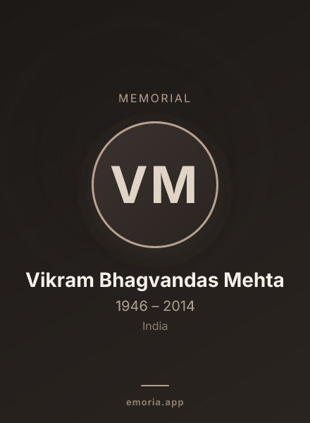 Memorial portrait of Vikram Bhagvandas Mehta