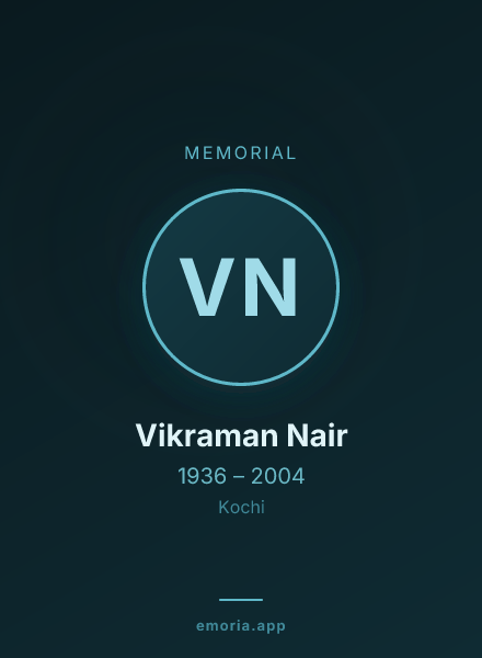 Memorial portrait of Vikraman Nair
