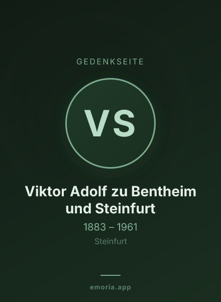 Gedenkportrait von Viktor Adolf zu Bentheim und Steinfurt