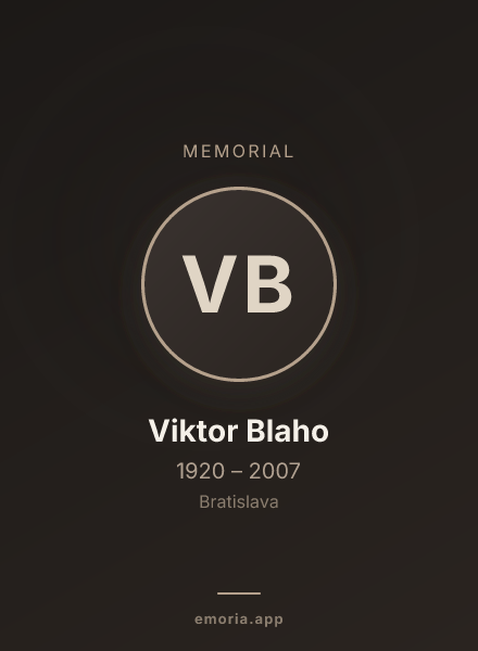 Memorial portrait of Viktor Blaho