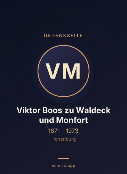 Gedenkportrait von Viktor Boos zu Waldeck und Monfort